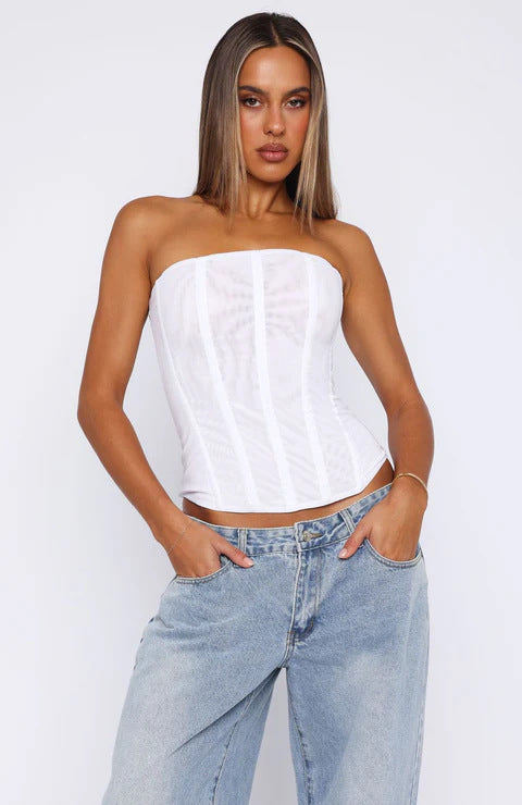Damen Dessous-Kleid mit eleganten Fransen und transparentem Oberteil R&B