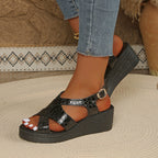 Damen Wedge-Sandaletten mit verstellbarem Riemendesign und rutschfester Sohle R&B