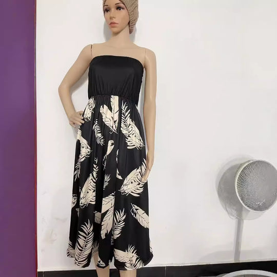 Damen Maxikleid mit Trägerlosem Oberteil und Floralprint R&B