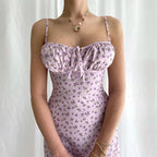 Damen Midi-Kleid mit floralem Muster und raffiniertem Schlitz R&B