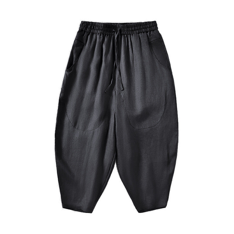 Damen Locker geschnittene Leinenhose mit elastischem Bund R&B