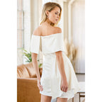 Damen Wickelkleid mit schulterfreiem Design und schwingendem Saum R&B