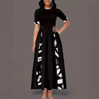 Damen Maxikleid mit künstlerischem Muster und praktischen Taschen R&B