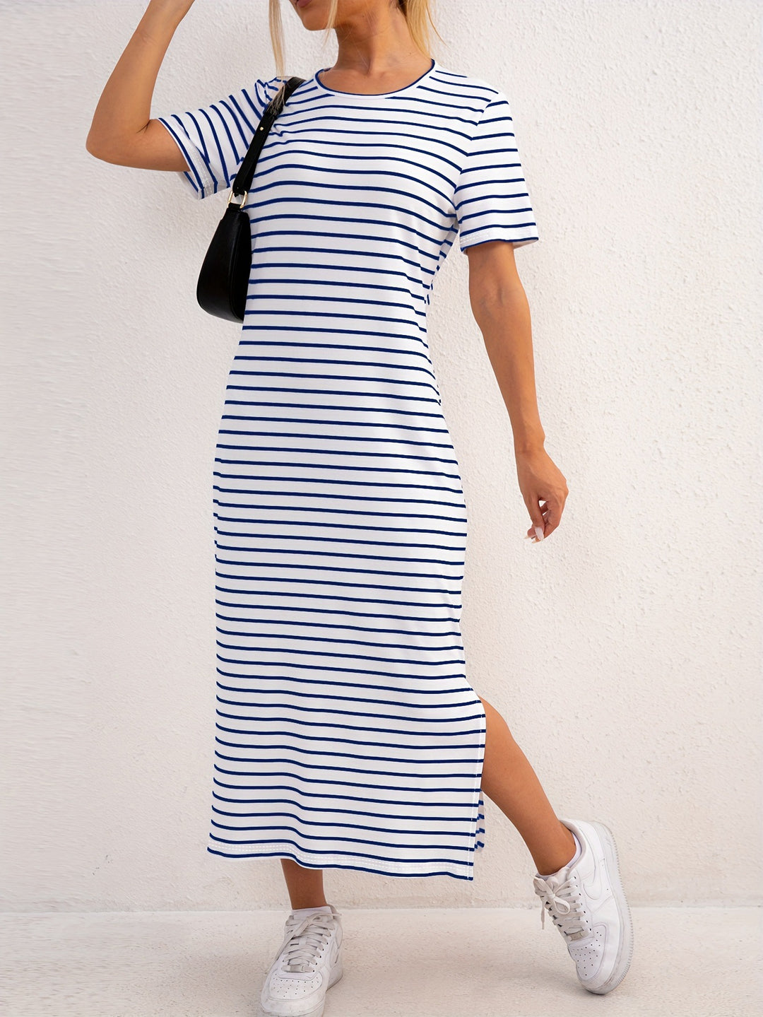 Damen Streifen-Maxikleid aus weichem Jersey R&B