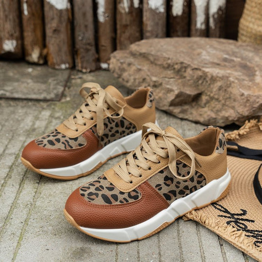 Damen Komfortable und stilvolle Sneakers mit Leopardenmuster R&B