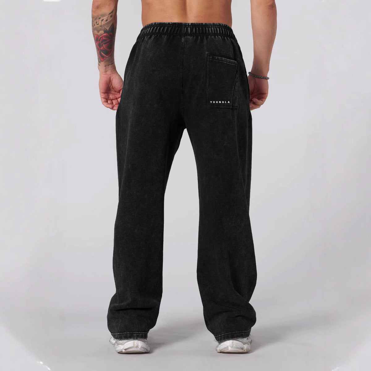 Herren nan weiche gewaschene Jogginghose mit weitem Schnitt und elastischem Bund R&B