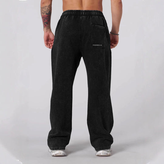 Herren nan weiche gewaschene Jogginghose mit weitem Schnitt und elastischem Bund R&B