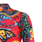 Damen Langarmshirt mit asymmetrischem Schnitt und buntem Grafikdruck