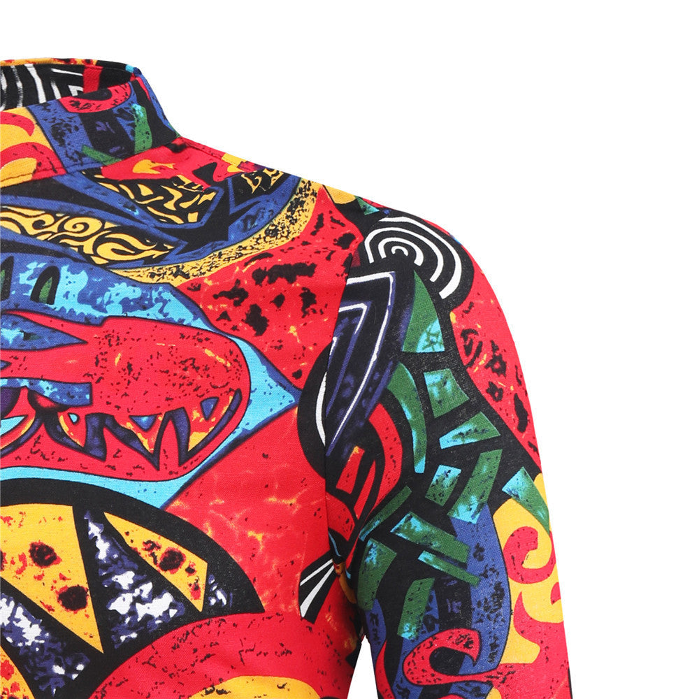 Damen Langarmshirt mit asymmetrischem Schnitt und buntem Grafikdruck
