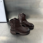 Damen Modische Leder-Stiefeletten mit robustem Plateau und feinem Zipper R&B