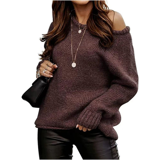 Damen Off-Shoulder Strickpullover R&B