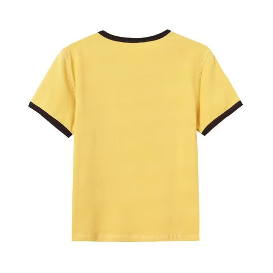 Damen Vintage T-Shirt mit Rundhalsausschnitt und auffälligem Grafikdruck R&B