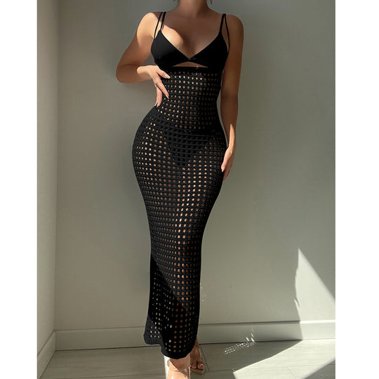 Damen Häkel-Maxikleid im figurbetonten Design R&B