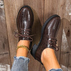 Damen Schnürschuhe im eleganten Kroko-Look R&B