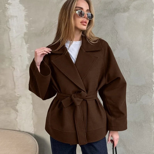 Damen Modische Wickeljacke aus hochwertigem Material mit taillierbarem Gürtel R&B