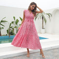 Damen Maxikleid mit floralem Muster und Taillengürtel R&B