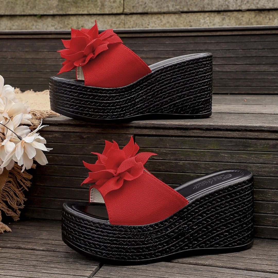 Damen Wedge-Pantoletten mit floralem Design und rutschfester Sohle R&B