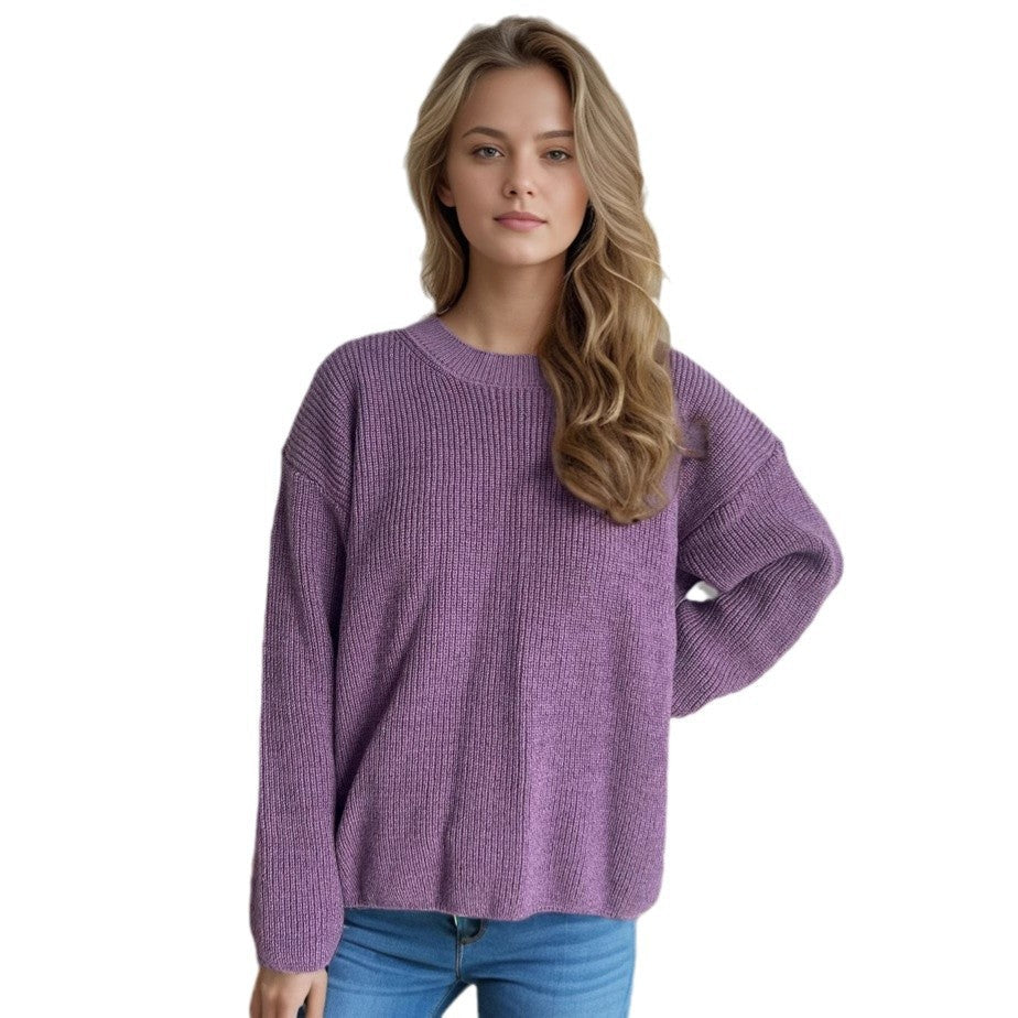 Damen lässiger Strickpullover mit großzügigem Schnitt und angenehmer Textur R&B