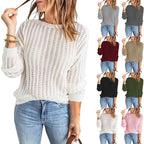 Damen Strickpullover mit feinem Lochmuster und lässigem Schnitt R&B