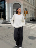 Damen weicher Strickpullover mit elegantem Rundhalsausschnitt und lässigem Schnitt R&B