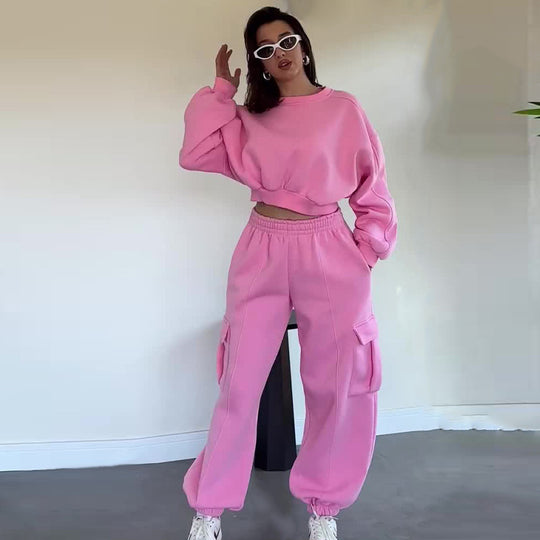 Damen lässiges Set mit Oversized Pullover und weiter Hose R&B