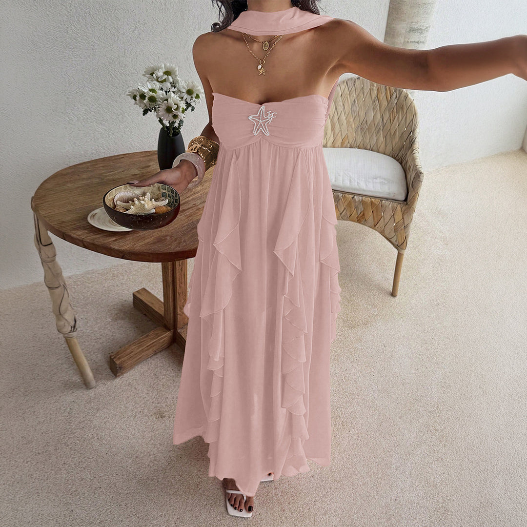 Damen Maxikleid mit schwingendem Rüschendesign und elegantem Bustier R&B