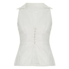 Damen elegant geschnittenes Wickeloberteil mit Knopfleiste und Kragen R&B