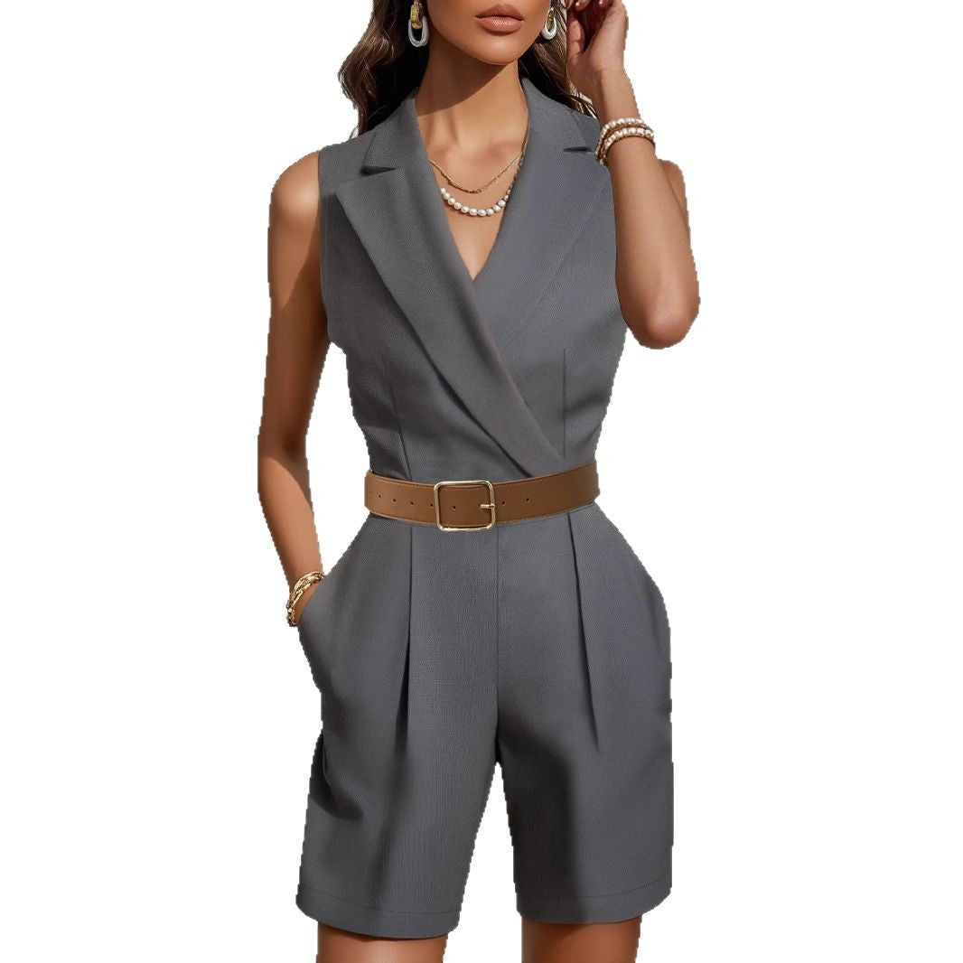 Damen Eleganter Jumpsuit mit tailliertem Schnitt und weitem Bein R&B
