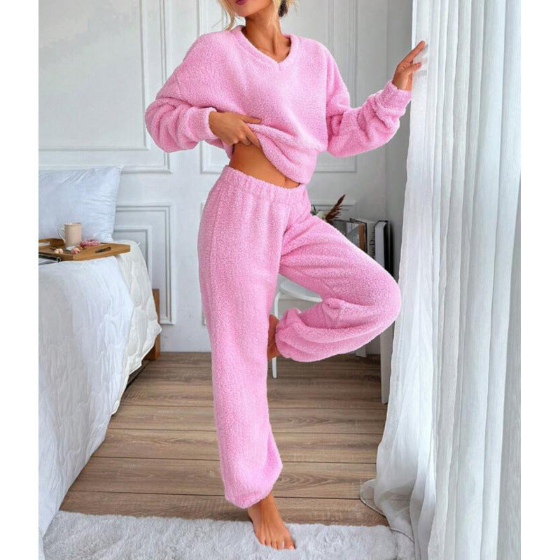 Damen Kuscheliges Fleece-Lounge-Set mit elastischem Bund R&B