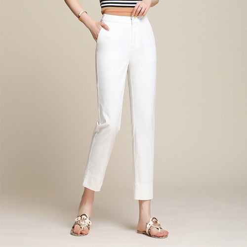 Damen Stoffhose schmal mit eleganten Bundfalten