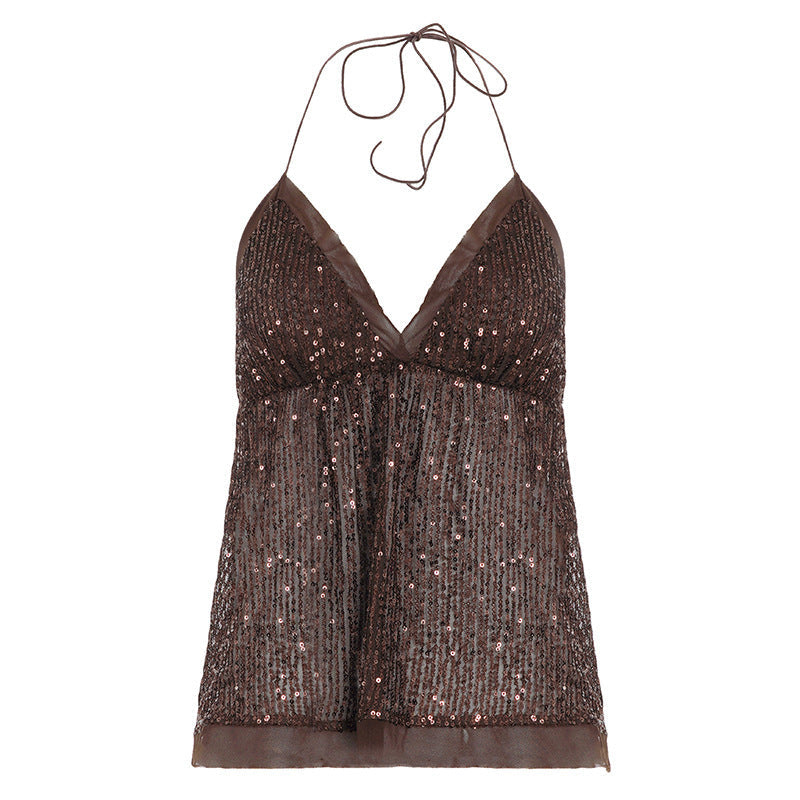 Damen glamouröses Top mit Paillettenverzierung R&B