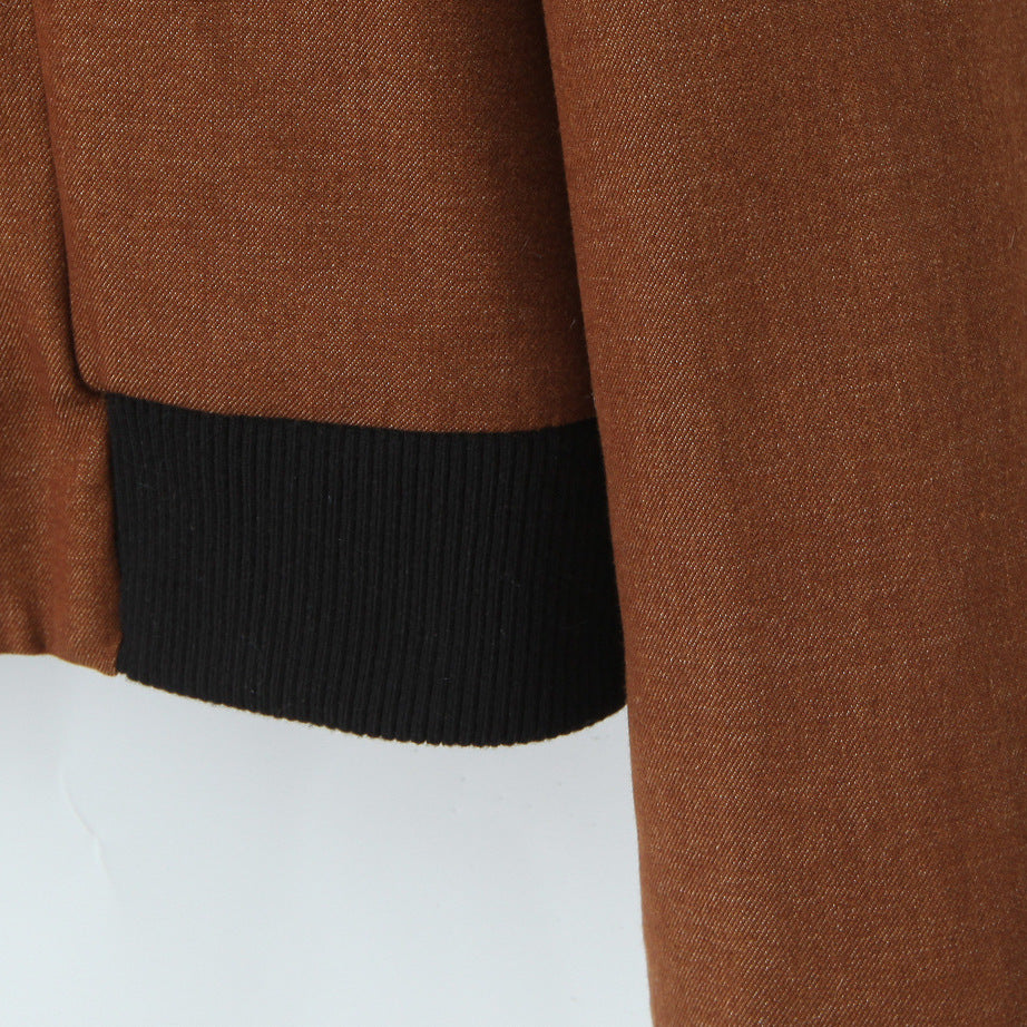Damen modische Kurzjacke mit elegante Knopfleiste und kontrastierendem Kragen R&B