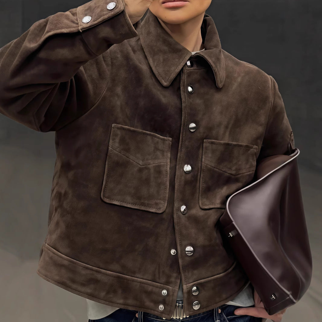 Damen Modische Wildlederjacke mit praktischen Klappentaschen R&B