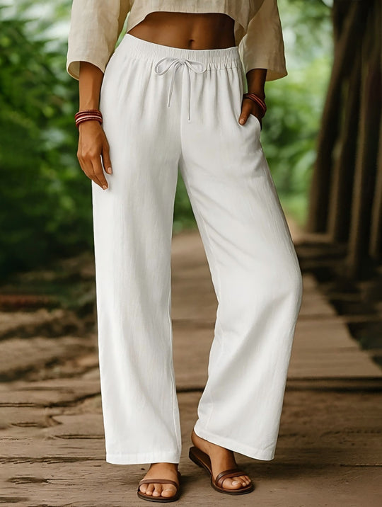 Damen Luftige Freizeithose mit weitem Schnitt und elastischem Bund R&B