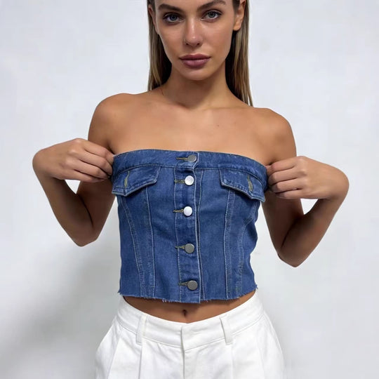 Damen Jeans Bustier Top R&B