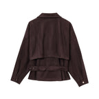 Damen Elegante Wildlederjacke mit modischen Schnallen und praktischen Taschen R&B
