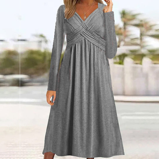 R&B | Lässiges Langarmkleid Mit Kreuzdesign