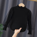 Mädchen elegantes Pullover mit transparenter Spitzenärmel R&B