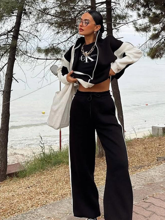 Damen sportlicher Jogginganzug mit modischem Schnitt und elastischen Bündchen R&B