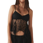 Damen Spitzentop mit transparenten Details und feinen Trägern R&B