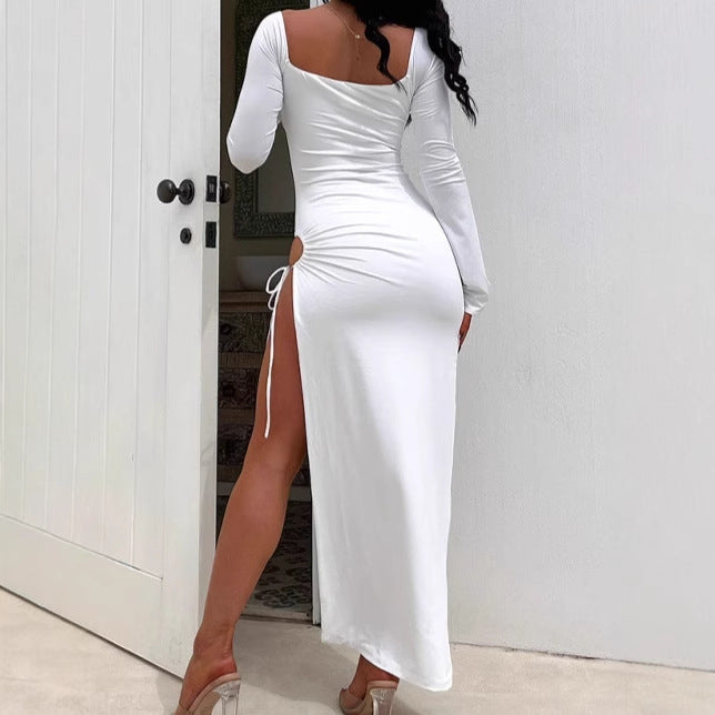 Damen Elegantes Wickelkleid mit tiefem V-Ausschnitt und seitlichem Schlitz R&B