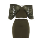 Damen Set mit off-shoulder Oberteil und figurbetontem Rock R&B