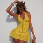 Damen Badekleid mit elegantem Schnitt und modischem Falten-Design R&B