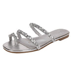 Damen elegante Zehentrenner-Sandalen mit modischen Gliederketten-Details R&B