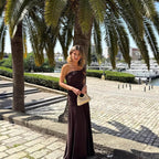 Damen elegantes, tailliertes Abendkleid mit asymmetrischem Träger R&B