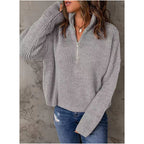 Damen Strickpullover mit kurzem Reißverschluss R&B