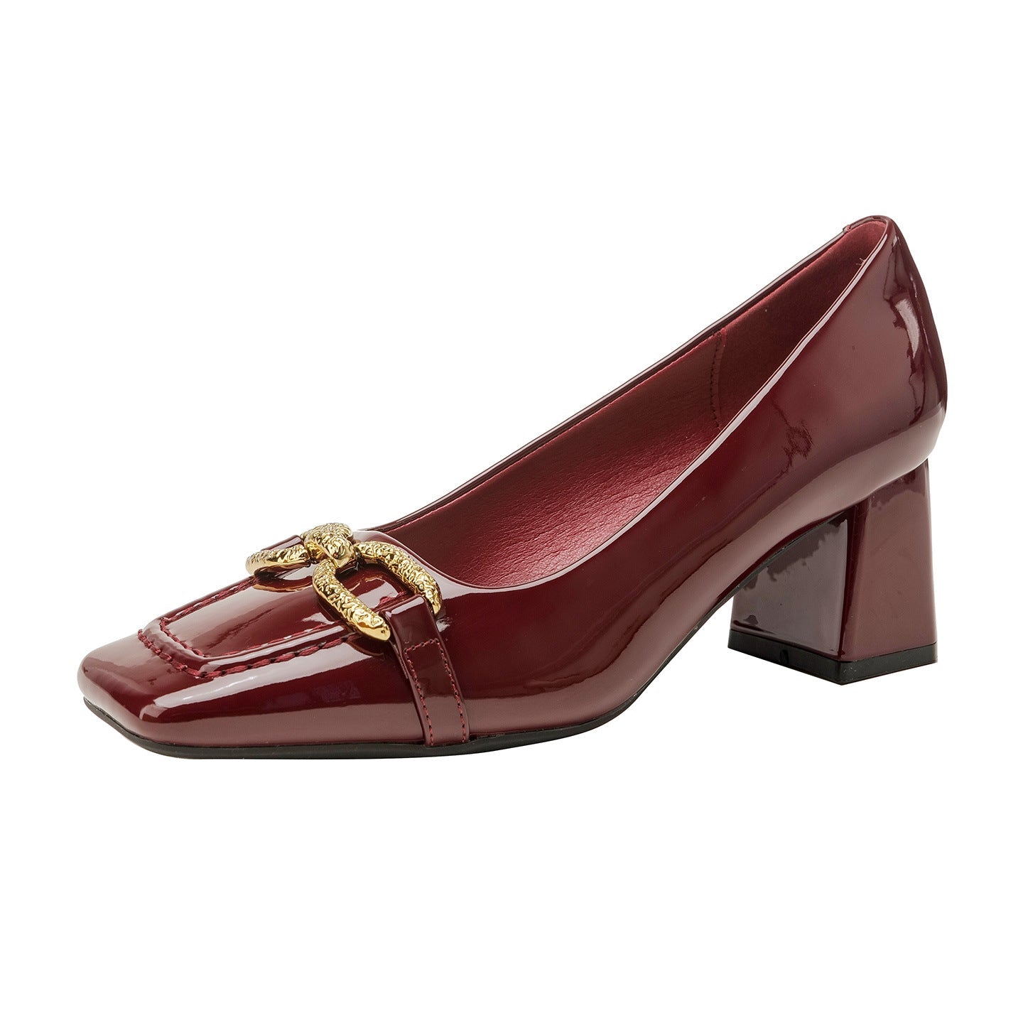 Damen elegante Blockabsatzpumps mit dekorativem Kettendesign