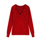 R&B | Strickbluse mit Blumen-details V-ausschnitt und Feminine Passform Elegant und Sophisticated