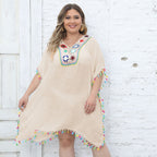 Damen Strandtunika mit fransigen Details R&B