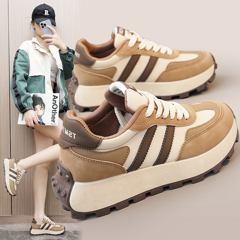 Damen modische Plateau-Runner Sneakers mit rutschfester Profilsohle R&B